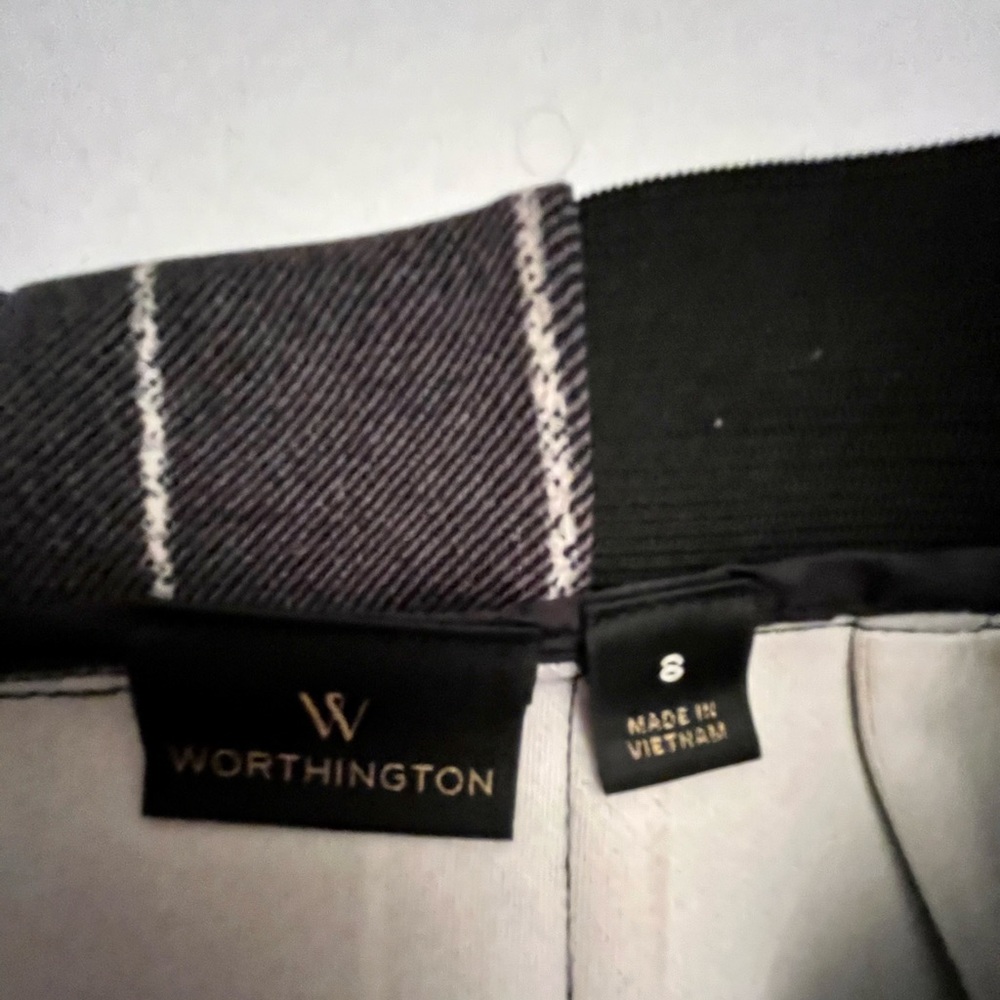 Worthington black skirt with white stripes, size 8